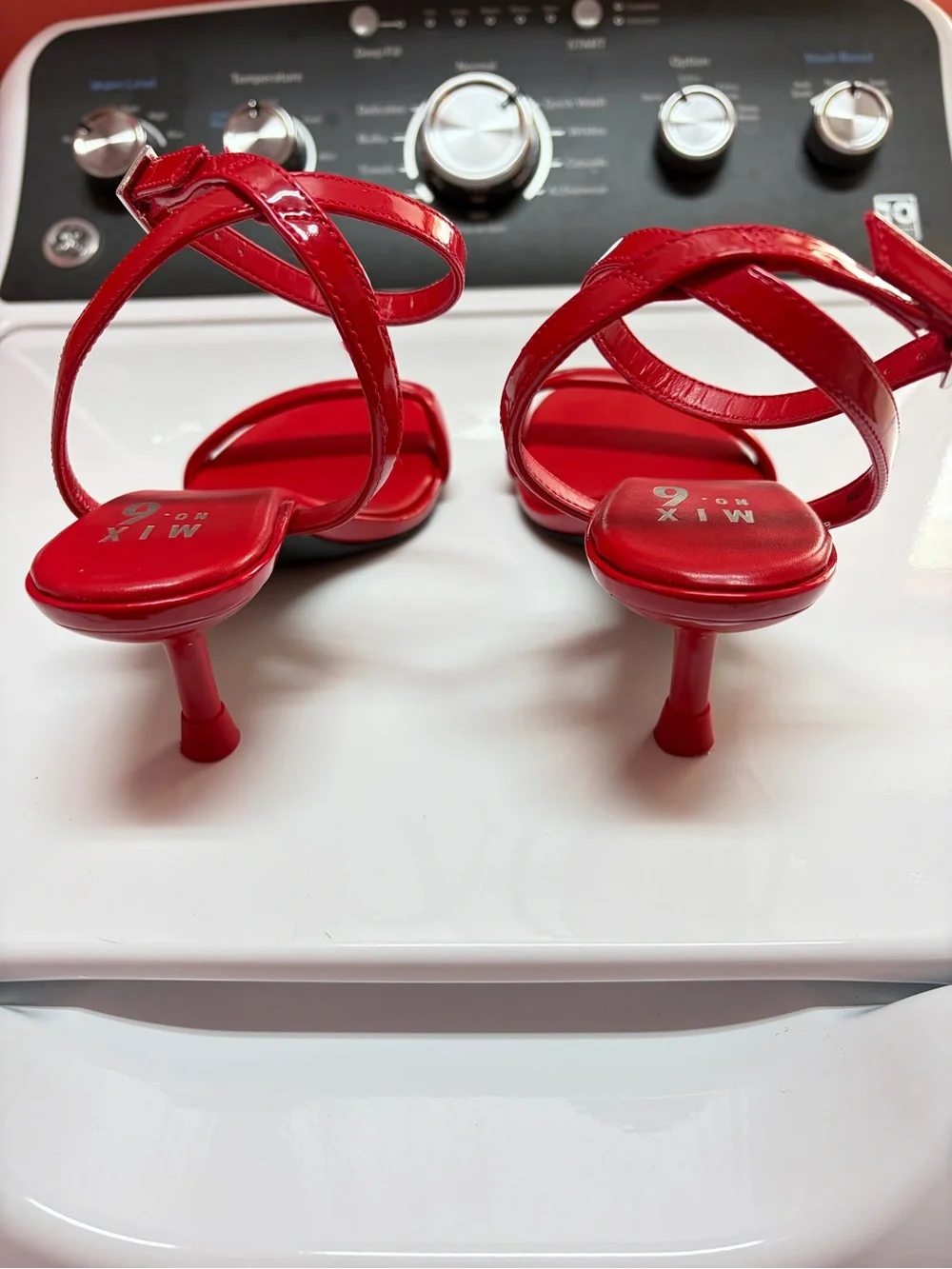 Mix No. 6 Red Patent Ankle-Strap Heels